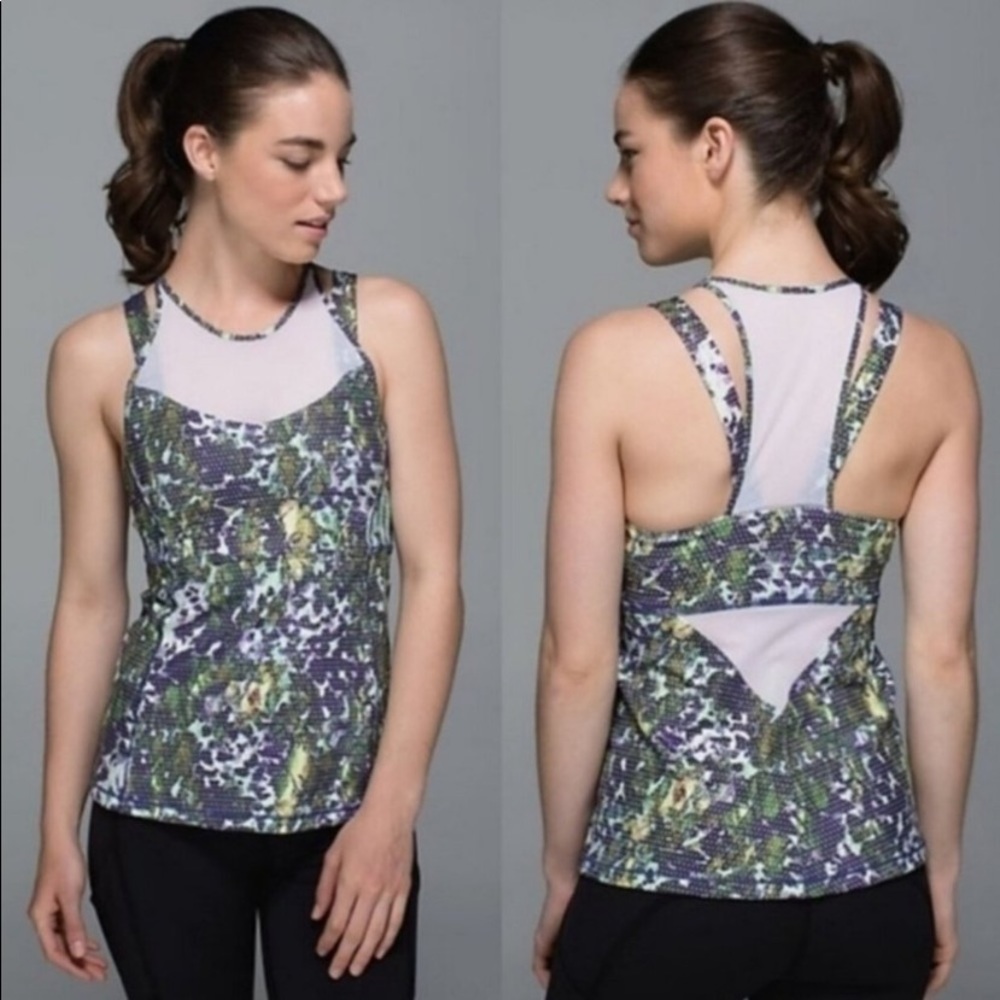 Lululemon Running in the City Tank Top Mesh Floral